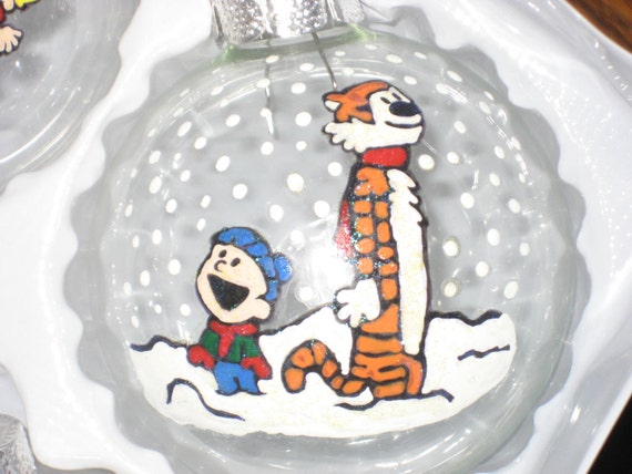 new handpainted calvin and hobbes 3 glass christmas new handpainted calvin and hobbes 3 glass christmas