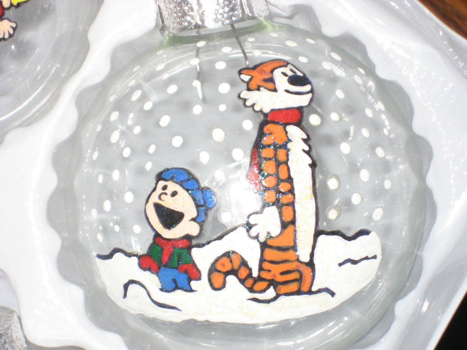 new handpainted calvin and hobbes 3 glass christmas new handpainted calvin and hobbes 3 glass christmas
