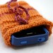 iPhone4 Cozy- Hand Knit Orange Pouch- Drawstring