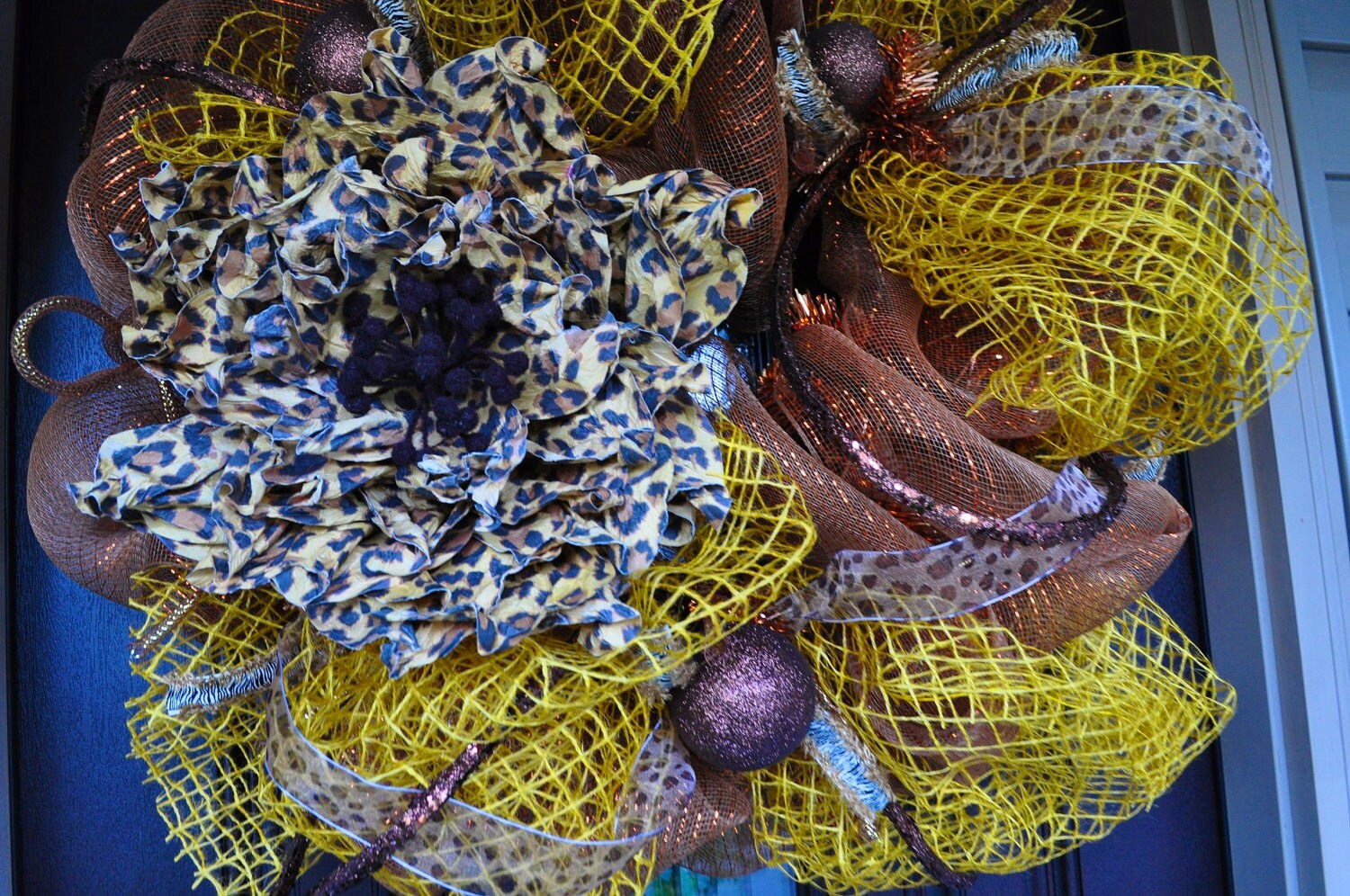 Cheetah Print Deco Mesh Wreath Wreath Deco Mesh Cheetah