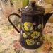 Vintage, Hand Painted, Coffee Pot,enamelware,french country,primitive,country,shabby chic,cottage,cottage chic,kitchen decor,tole style