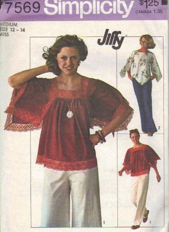 70s Hippie Shirt Simplicity Sewing Pattern Size Medium Easy to