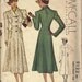 1930s McCall Sewing Pattern Ladies Misses Coat Long Fitted Button Front Notched Collar Patch Pockets Bust 32