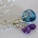 London Blue Topaz Amethyst Necklace | Wire Wrapped Gemstone Necklace | Caribbean Blue Stone Sterling Silver Chain | Handmade | Girlthree