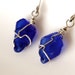 cobalt blue seaglass earrings sterling silver cape cod beachglass