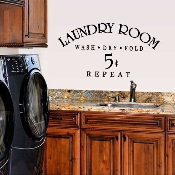 Laundry Room Wall Decal Wash Dry Fold Repeat by Studio378Decals