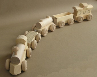 Wooden Toy Train. The "No Paint" Special. A handmade toy. A natural wood toy.