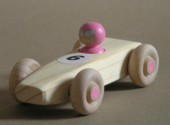 Pink Wooden Race Car