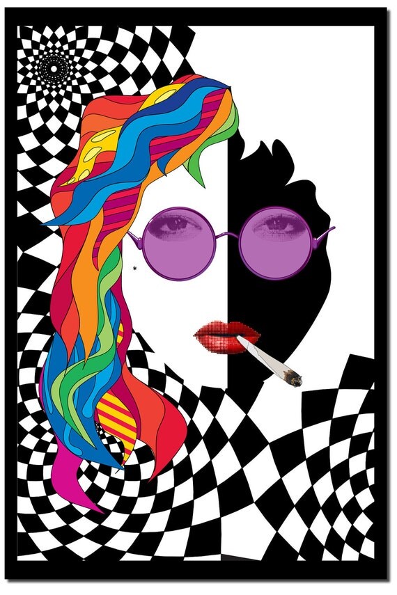 Items Similar To Psychedelic Hippie Girl Poster On Etsy