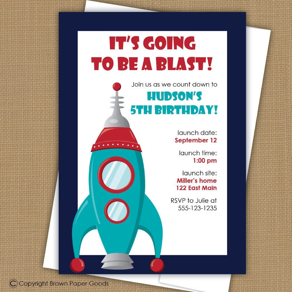 Rocket Ship Birthday Invitations 6