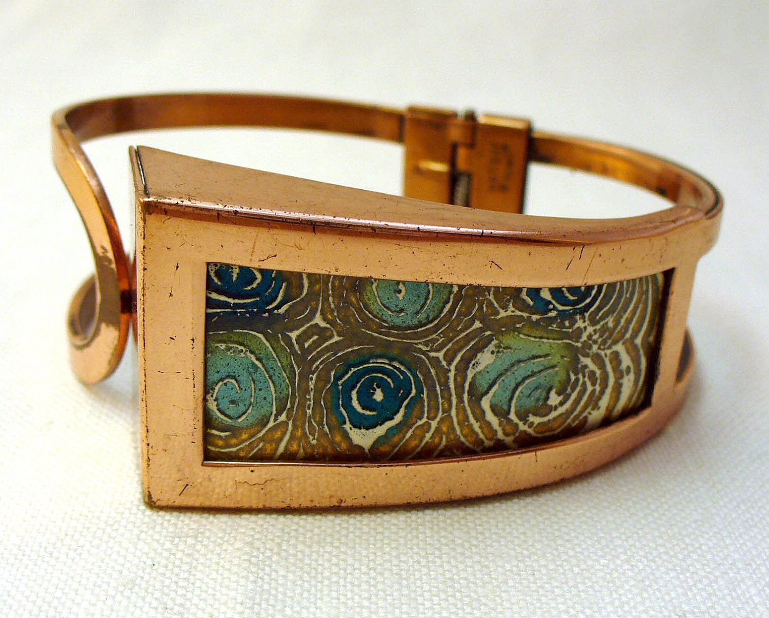 Matisse Renoir Copper & Enamel Clamper Hinged Bracelet