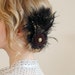 Ostrich feather hair clip brooch- Black Brown and Gold