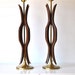 Mid Century Lamp pair, wood and brass, Danish, Mad Men, Atomic, Modern