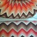 Pink, coral and brown vintage chevron afghan and pillow