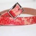 Leather Dog Collar with Floral Red Abstract