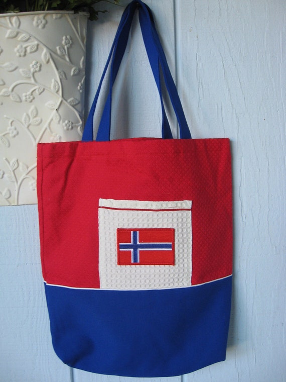 Norway Norwegian Flag Fabric Totebag with pockets