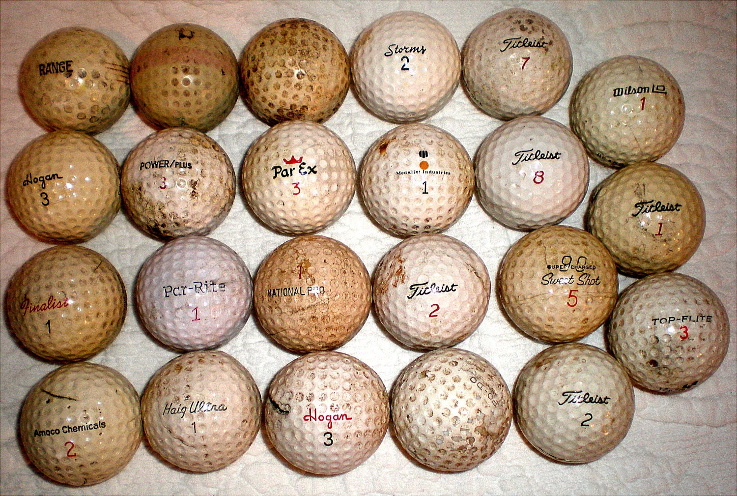 Assorted 1960s Era Golf Balls Brutally Used by Buddhagal on Etsy