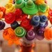 Button Flower Bouquet - Rainbow Colors Button Flowers with Orange Vase