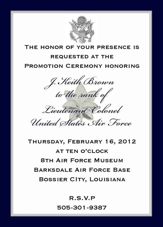 Custom Listing J. K. Brown: Military Promotion Invitations and
