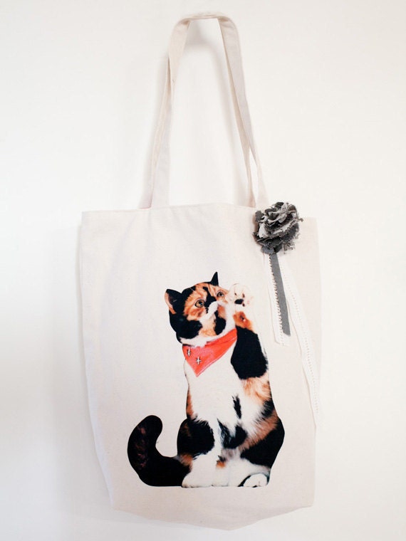 Items similar to Tote bag - playful Meme - with corsage on Etsy