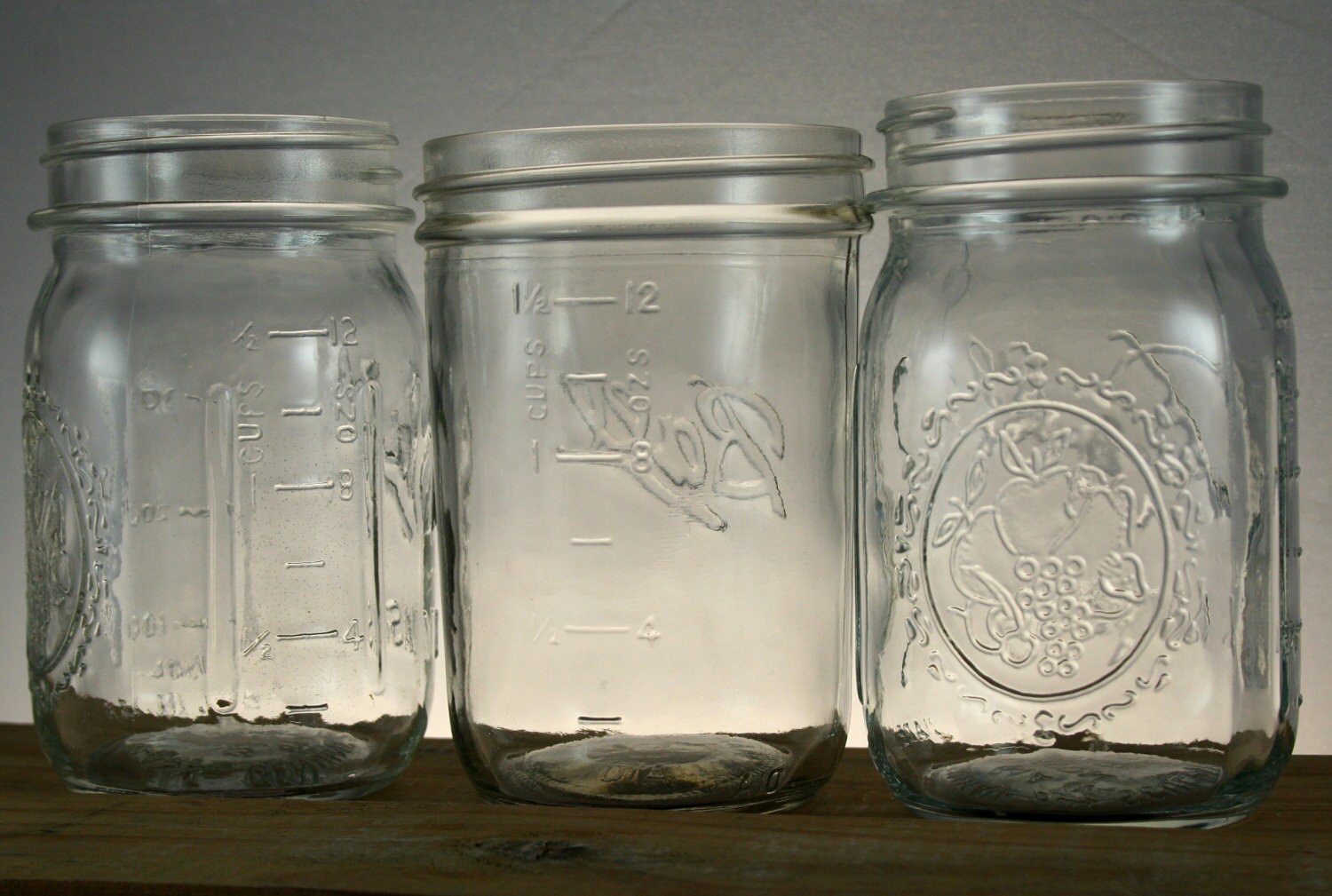 3 Vintage Ball Pint Canning Jars Wide Mouth and Standard