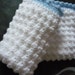 White and blue handmade supersoft crochet baby boy blanket/shawl. Ideal baby shower/christening gift.