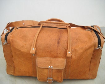 camel leather duffle bag