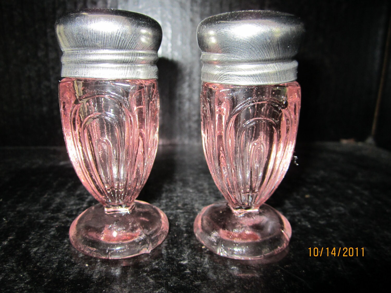 Pink Depression Glass Salt and Pepper Shakers by ShakerGirl