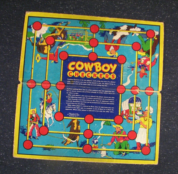 Cowboy Checkers board retro western wall decor