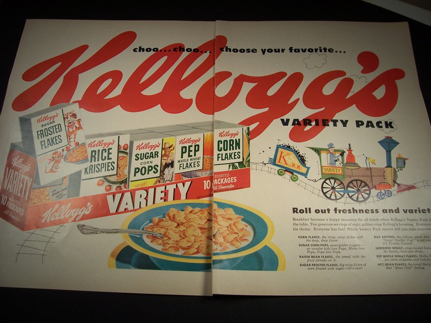 1953 KELLOGS CEREAL ADVERTISEMENT Original Vintage Magazine Ad