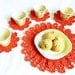 Set of 4 Crocheted Coasters and Crochet Table Mat / Place Mat- Kitchen Accessories- Orange Housewares- OOAK