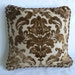 Pillow 19, Copper brown damask, cut velvet, 18" pillow, with lip cord