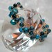 Basic Teal Blue Bead Bracelet, handmade beaded wire crochet bracelet, beadwork jewelry