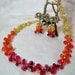 Wire Crochet Beaded Necklace Set in Yellow, Orange and Hot Pink Ombre, handmade bead jewelry, beadwork necklace