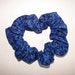 Blue and Black Swirl Fabric Hair Scrunchie with silver accents