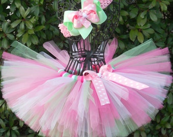 SALE-Baby Tutu Pink Green Tutu 1st Birthday Tutu First Birthday Tutu Cake Smash Tutu Newborn Tutu Infant Girls Tutu Toddler Tutu Baby Shower