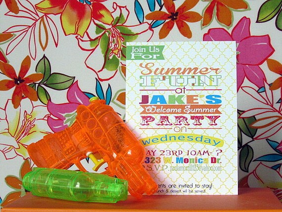 Printable 5X7 Summer Fun Party Invitation...by Party Like Paula Il_570xn