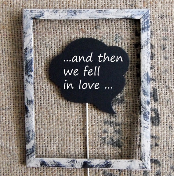 Set of 5 Chalkboard Photo Booth Props Speech Bubbles on a