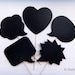 Set of 5 Chalkboard Photo Booth Props Speech Bubbles on a Stick -- Bubbles and a Heart Chalk Board for Wedding or Engagement Photos