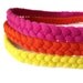 Upcycled Cotton Tshirt Headbands - 3 Pack, Pink Orange & Yellow - EcoFriendly Handmade Tshirt Yarn - Summer Fun