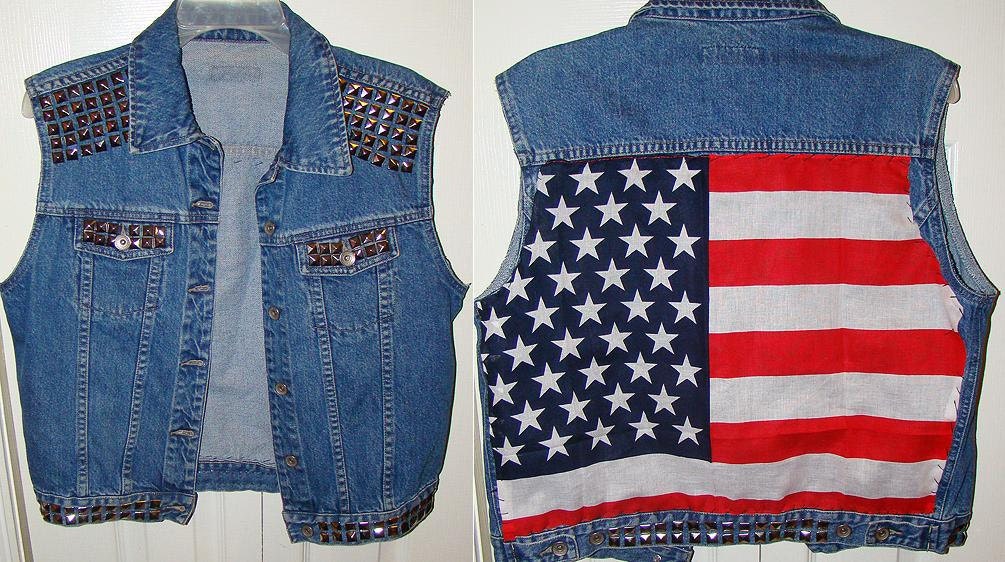 denim american flag shirt