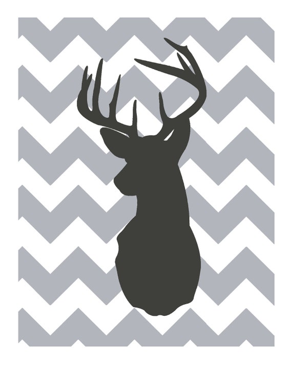 Items similar to 8x10 Digital Print of Deer Silhouette in Charcoal with ...