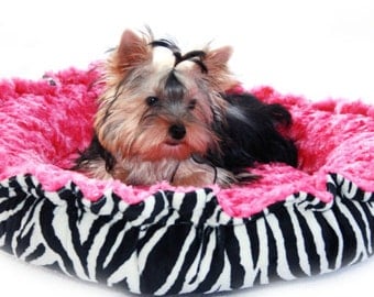 Minky Couture Pet Bed Zebra Print Black