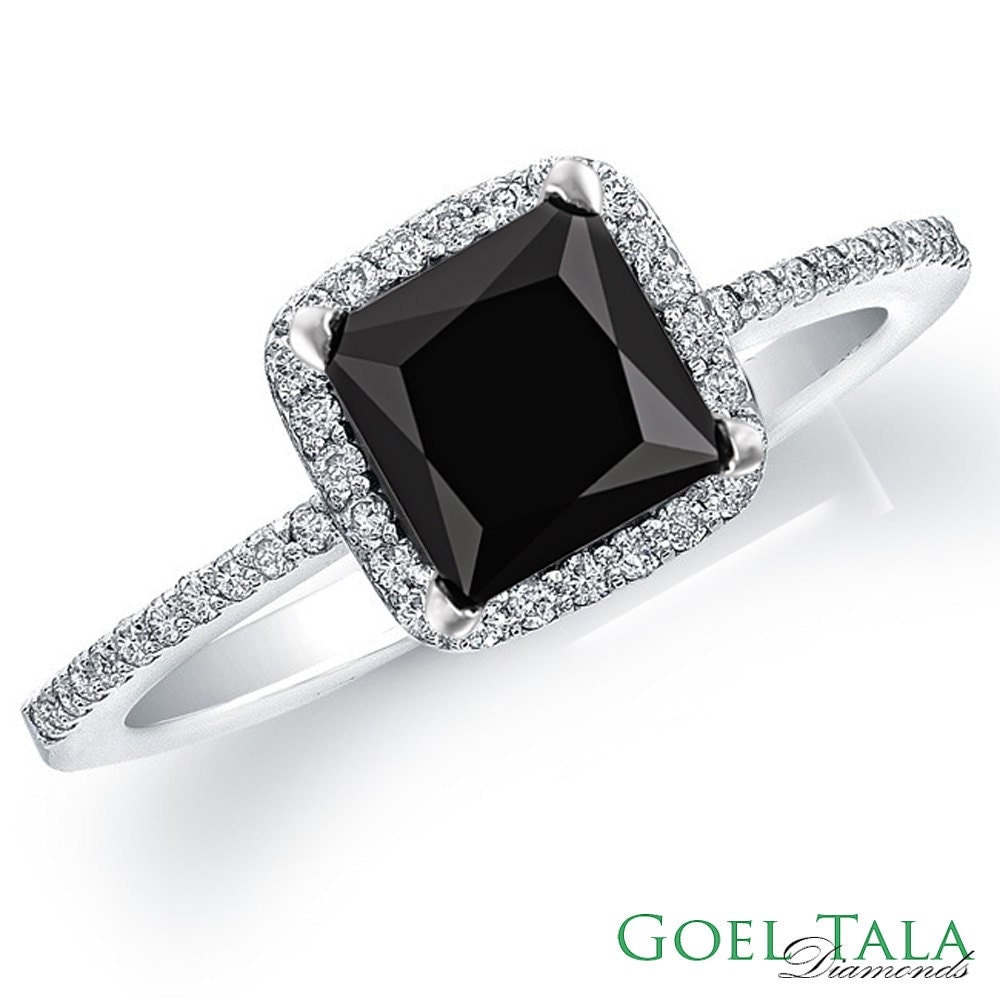  Diamond  Engagement  Ring  1 60 carat Black  Princess  Cut  Diamond 