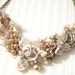 Blush Bib Necklace with Pearl Brooch , champagne pearls and rosette