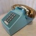 Vintage Phone Telephone Turquoise Phone Aqua Phone 1970s Gold Phone