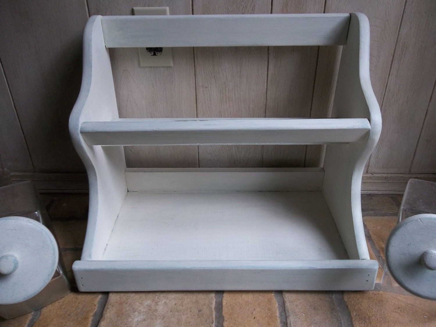 Vintage Glass Canister Set / Glass Canister Set in Rack