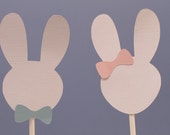 White Bunny with Pink or Blue Bows Cupcake Toppers Il_170x135
