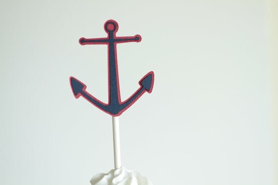 Red and Blue Anchor Cupcake Toppers Il_570xn