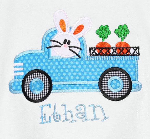 Items similar to Boys Personalized Easter Bunny Truck Shirt, Easter ...